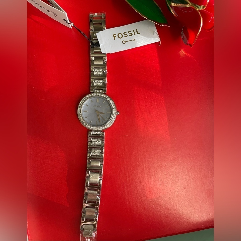 FOSSIL Watch,Fossil Silver Watch with Crystal Accents,Women’s Watch. - Picture 8 of 16